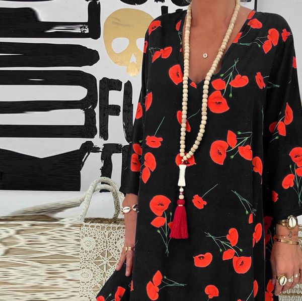 summer dress women plus size loose fashion casual ladies print three quarter sleeve mini dress summer dress 15, Black;gray
summer dress women plus size loose fashion casual ladies print three quarter sleeve mini dress summer dress 15, Black;gray