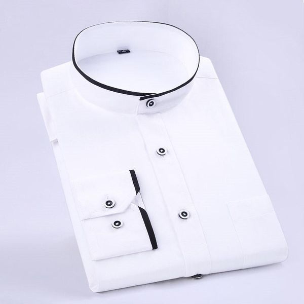new fashion stand collar long sleeve slim fit soft comfortable men dress shirts party wedding male tuxedo shirts, White;black
new fashion stand collar long sleeve slim fit soft comfortable men dress shirts party wedding male tuxedo shirts, White;black