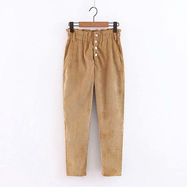 women's pants & capris 2021 women vintage paper waist corduroy ladies pleated ankle lenghth trousers female leisure pockets buttons p16, Black;white
women's pants & capris 2021 women vintage paper waist corduroy ladies pleated ankle lenghth trousers female leisure pockets buttons p16, Black;white
