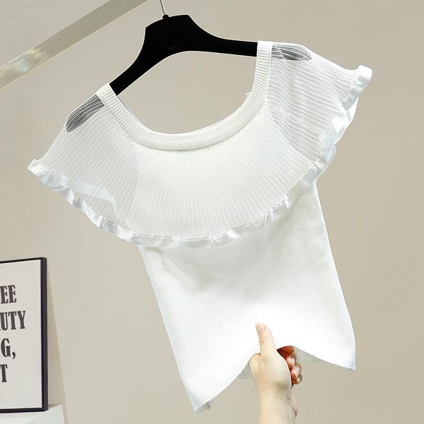 women's tanks & camis crop women tight tank for woman 2021 sweet mesh lotus leaf off shoulder strap short slim knitted camisole, White
women's tanks & camis crop women tight tank for woman 2021 sweet mesh lotus leaf off shoulder strap short slim knitted camisole, White