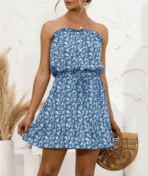 casual dresses floarl print sleeveless women dress strapless button ruffles mini 2021 fashion summer holiday beach sundress, Black;gray
casual dresses floarl print sleeveless women dress strapless button ruffles mini 2021 fashion summer holiday beach sundress, Black;gray