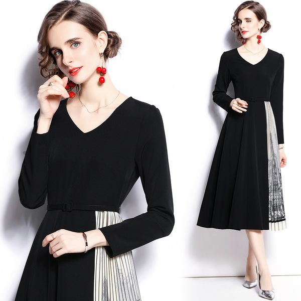 celebrity dress women's 2021 early autumn european hepburn print pleated large swing skirt with belt, Black;gray
celebrity dress women's 2021 early autumn european hepburn print pleated large swing skirt with belt, Black;gray