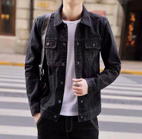 autumn and winter 2021 slim fitting work large denim men's jacket korean street, Black;brown 
autumn and winter 2021 slim fitting work large denim men's jacket korean street, Black;brown