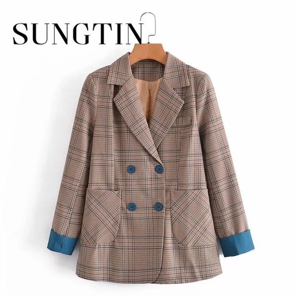 women's suits & blazers sungtin houndstooth plaid blzer double breasted women casual blazer jacket office lady color patchwork work sui, White;black
women's suits & blazers sungtin houndstooth plaid blzer double breasted women casual blazer jacket office lady color patchwork work sui, White;black