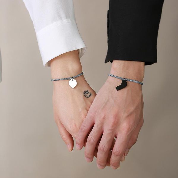 link, chain romantic couples bracelets fashion puzzle heart shape stainless steel rope wristband bangle for lovers valentine's day gift, Black
link, chain romantic couples bracelets fashion puzzle heart shape stainless steel rope wristband bangle for lovers valentine's day gift, Black