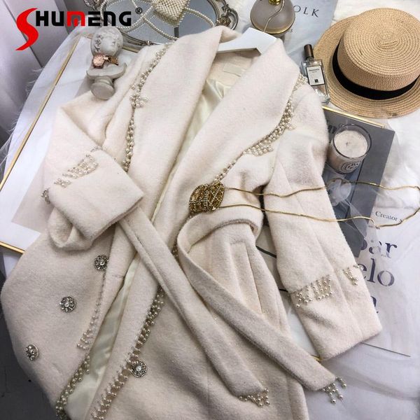 women's wool & blends ladies fashion elegant mid-length woolen coat 2021 winter high street solid color lamb plush thickened wool&blend, Black
women's wool & blends ladies fashion elegant mid-length woolen coat 2021 winter high street solid color lamb plush thickened wool&blend, Black