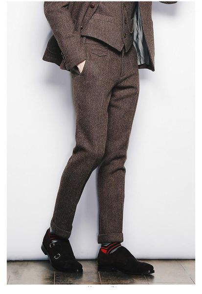 men's suits & blazers suit retro nine trousers formal slim fit grooms solid herringbone pants for wedding business classic banquet, White;black
men's suits & blazers suit retro nine trousers formal slim fit grooms solid herringbone pants for wedding business classic banquet, White;black