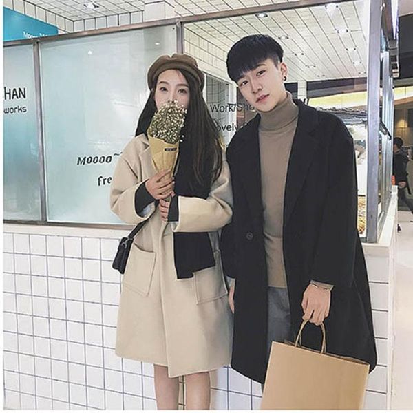 women's wool & blends femme winter blend women coat woolen plus size tweed vintage couple clothes gothic korean coats long overcoat ol, Black
women's wool & blends femme winter blend women coat woolen plus size tweed vintage couple clothes gothic korean coats long overcoat ol, Black