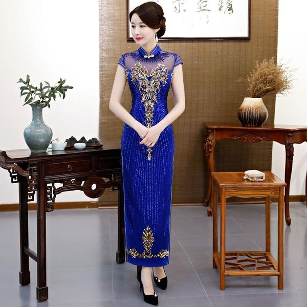 ethnic clothing bling sequins cheongsam lace long qipao perspective sheath evening party dress gown chinese style mandarin collar vesti, Red
ethnic clothing bling sequins cheongsam lace long qipao perspective sheath evening party dress gown chinese style mandarin collar vesti, Red
