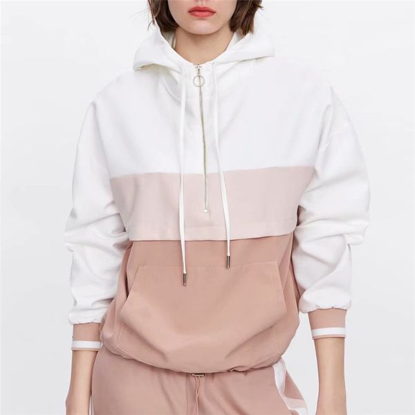 2021 new women elegant patchwork hooded sweatshirts loose pockets drawstring tie coat female casual outerwear chic iiuk, Black
2021 new women elegant patchwork hooded sweatshirts loose pockets drawstring tie coat female casual outerwear chic iiuk, Black