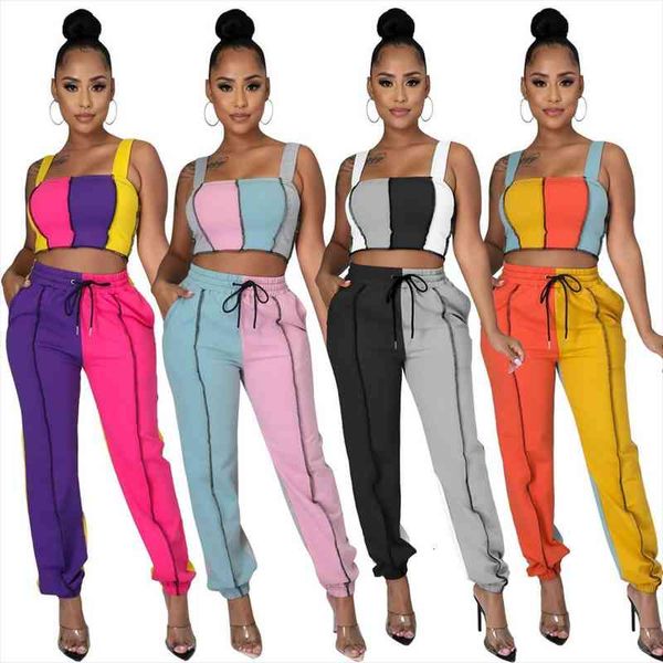 2 piece sets patchwork two women tracksuits set tracksuit drawstring sleeveless night club party outfit, Gray
2 piece sets patchwork two women tracksuits set tracksuit drawstring sleeveless night club party outfit, Gray