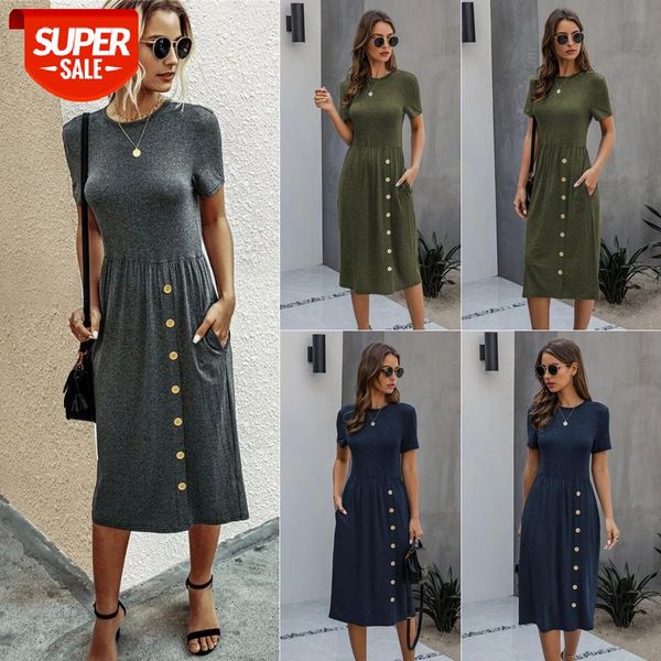 cotton midi dress women casual o neck short sleeve button decor tunic tshirt summer dress 2020 female solid pockets slim dresses #og0j, White;black
cotton midi dress women casual o neck short sleeve button decor tunic tshirt summer dress 2020 female solid pockets slim dresses #og0j, White;black