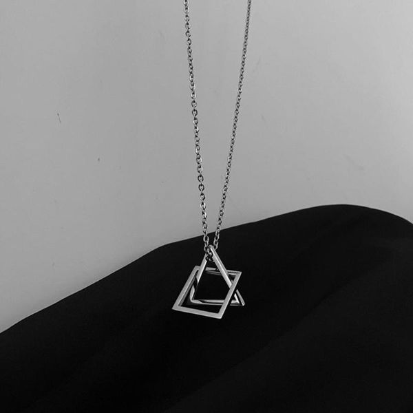 chains interlocking square triangle male pendant for men titanium steel modern trendy geometric stacking streetwear necklace, Silver
chains interlocking square triangle male pendant for men titanium steel modern trendy geometric stacking streetwear necklace, Silver