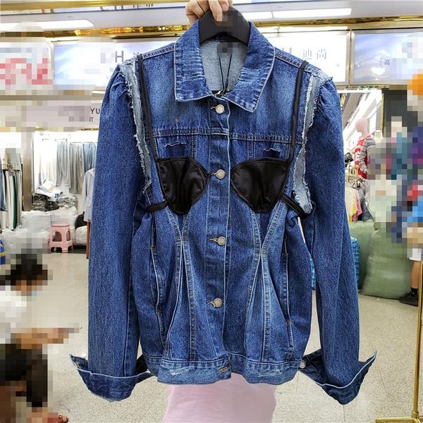 women's jackets 2021 autumn tube patchwork denim jacket female korean style fashion cowboy street ripped jeans coat outwear mujer, Black;brown
women's jackets 2021 autumn tube patchwork denim jacket female korean style fashion cowboy street ripped jeans coat outwear mujer, Black;brown