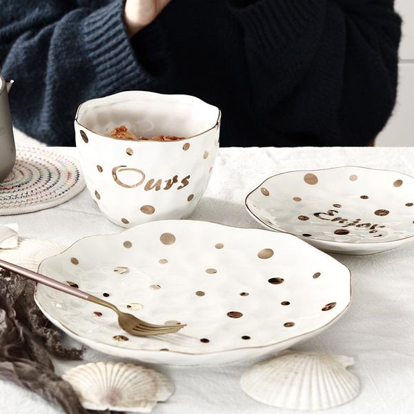 dishes & plates european-style creative golden polka dot ceramic noodle bowl tableware household large western dinner plate soup
dishes & plates european-style creative golden polka dot ceramic noodle bowl tableware household large western dinner plate soup