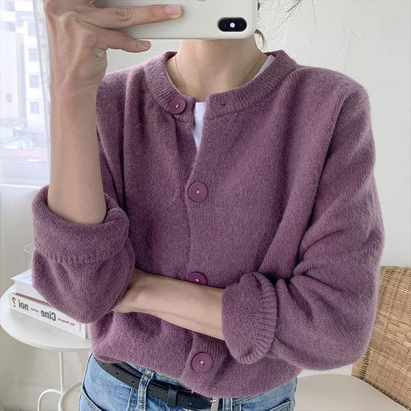 autumn women cardigan sweater long sleeve single breasted knitted short coat causal chic o neck korean female outwear, White;black
autumn women cardigan sweater long sleeve single breasted knitted short coat causal chic o neck korean female outwear, White;black