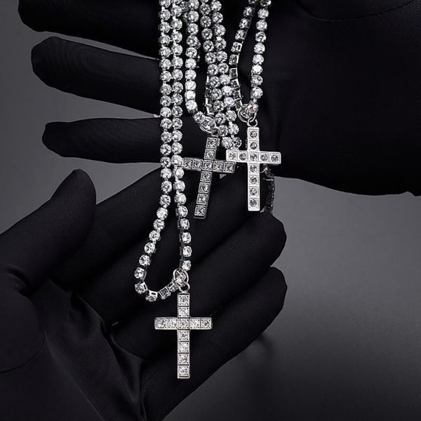 chains stainless steel blessed hip hop zircon stone cross pendant necklace men heavy hiphop necklaces gift for him, Silver 
chains stainless steel blessed hip hop zircon stone cross pendant necklace men heavy hiphop necklaces gift for him, Silver