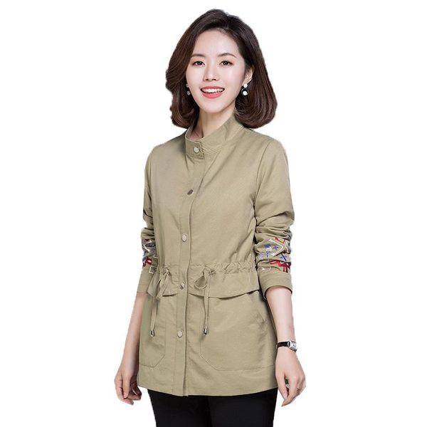 women's trench coats coat women spring autumn plus size stand collar drawstring embroidered casual thin outerwear mother dress 2021 k20, Tan;black
women's trench coats coat women spring autumn plus size stand collar drawstring embroidered casual thin outerwear mother dress 2021 k20, Tan;black