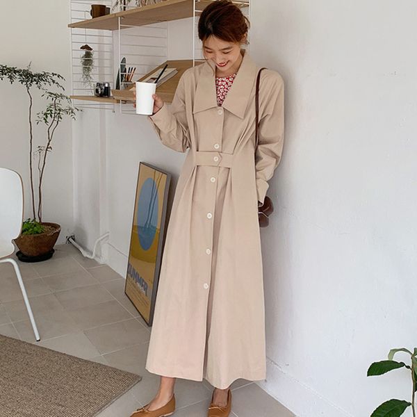 korea thin long trench coat outwear loose ladies khaki shirt windbreaker 2021 spring minimalist chic casual women qk56412, Black;brown
korea thin long trench coat outwear loose ladies khaki shirt windbreaker 2021 spring minimalist chic casual women qk56412, Black;brown
