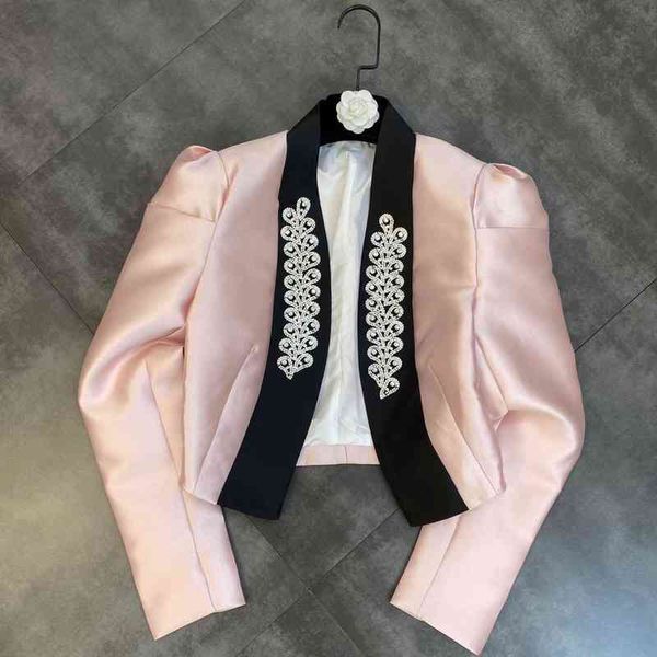 women's suits & blazers high street est stylish designer jacket color block shawl collar diamonds beaded satin x7xm, White;black
women's suits & blazers high street est stylish designer jacket color block shawl collar diamonds beaded satin x7xm, White;black