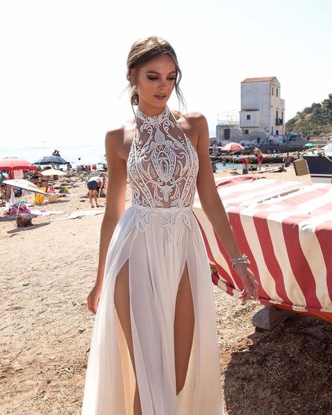 2021 new vestido de festa high-end es heavy beading halter open back wedding chiffon boho chic rustic bridal gowns cxsv, White
2021 new vestido de festa high-end es heavy beading halter open back wedding chiffon boho chic rustic bridal gowns cxsv, White
