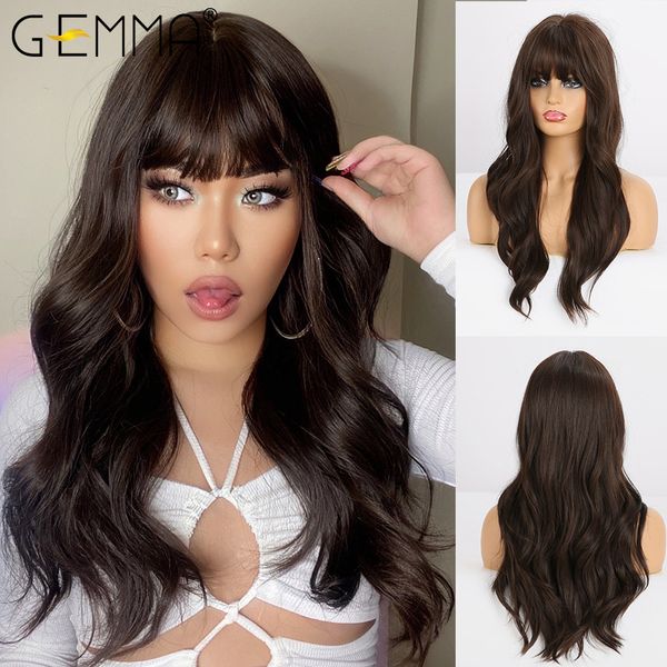 long water wavy synthetic wigs with bangs natural wave dark brown cosplay hair wig for women african heat resistant fiber, Black
long water wavy synthetic wigs with bangs natural wave dark brown cosplay hair wig for women african heat resistant fiber, Black