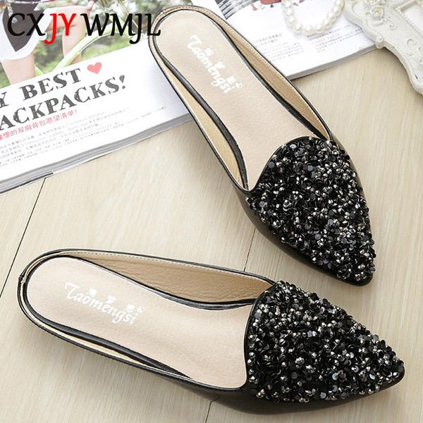 cxjywmjl women's baotou slippers roman pu pointed mules slides ladies slippers sequined cloth baotou flip flop large size 42, Black
cxjywmjl women's baotou slippers roman pu pointed mules slides ladies slippers sequined cloth baotou flip flop large size 42, Black