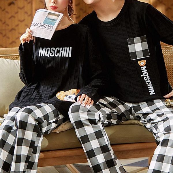 men's sleepwear cotton spring autumn long sleeve cartoon printing couple's nightwear couple pajama fashion mens womens loungewear, Black;brown
men's sleepwear cotton spring autumn long sleeve cartoon printing couple's nightwear couple pajama fashion mens womens loungewear, Black;brown