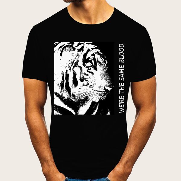 en's summer new round neck short t-shirt tiger head print european loose half sleeve yt105, White;black
en's summer new round neck short t-shirt tiger head print european loose half sleeve yt105, White;black