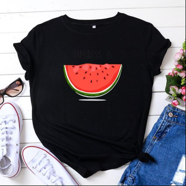 fashion casual summer womens t shirt happiness is watermelon printed cotton short sleeved female tshirts femme tee, White
fashion casual summer womens t shirt happiness is watermelon printed cotton short sleeved female tshirts femme tee, White