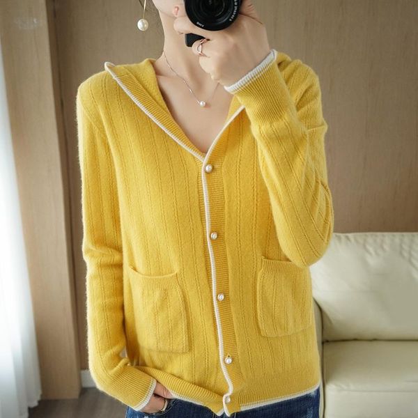 women's sweaters bareskiy autumn and winter woolen sweater hooded cardigan wild loose long-sleeved cashmere knitted jacket, White;black
women's sweaters bareskiy autumn and winter woolen sweater hooded cardigan wild loose long-sleeved cashmere knitted jacket, White;black