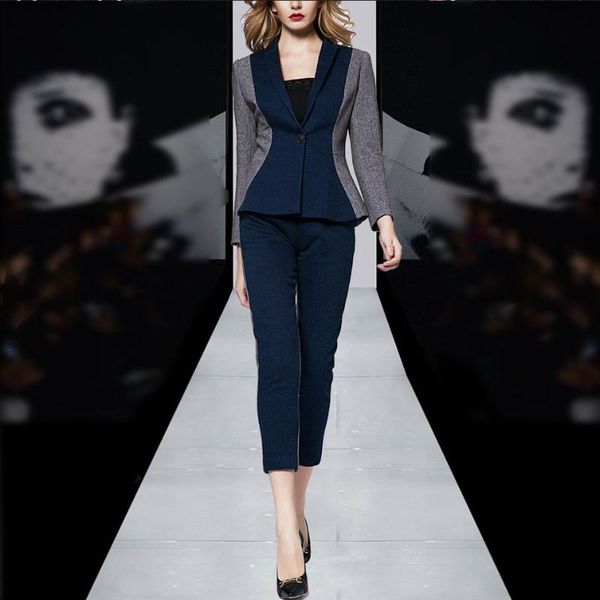 women's suits & blazers formal business work wear womens blue color block office uniform designs women pants suit spring 2021, White;black
women's suits & blazers formal business work wear womens blue color block office uniform designs women pants suit spring 2021, White;black
