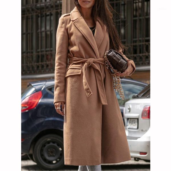 women's wool & blends women winter clothes 2021 elegant notched collar overcoat long bandage woolen coat office lady solid cardigan vin, Black
women's wool & blends women winter clothes 2021 elegant notched collar overcoat long bandage woolen coat office lady solid cardigan vin, Black