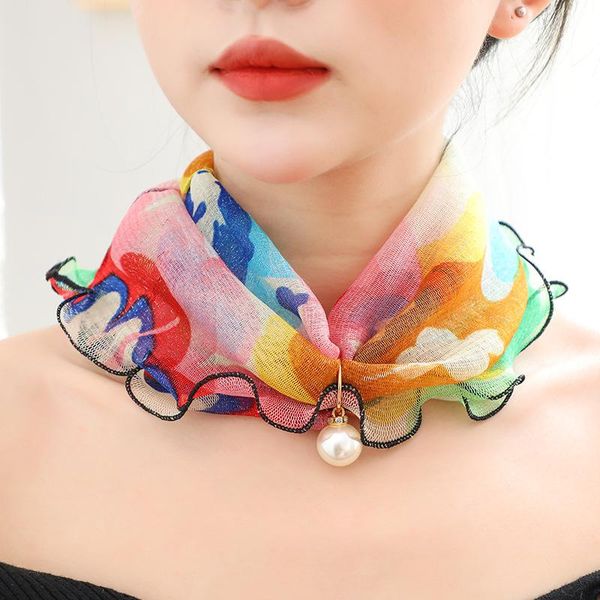 scarves spring autumn net yarn small scarf sun protection neck stretch silk thin versatile multi-function ruffled worem collar b80, Blue;gray
scarves spring autumn net yarn small scarf sun protection neck stretch silk thin versatile multi-function ruffled worem collar b80, Blue;gray