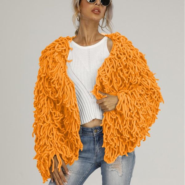 women's fur & faux autumn/winter style woolen plush tassel sweater jacket personalized women, Black
women's fur & faux autumn/winter style woolen plush tassel sweater jacket personalized women, Black