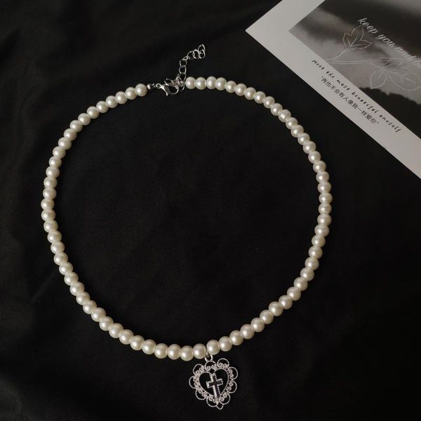 chains 2021 fashion pearl necklace heart shape hollow cross chain necklaces for women choker luxury jewelry wholesale bulk, Silver
chains 2021 fashion pearl necklace heart shape hollow cross chain necklaces for women choker luxury jewelry wholesale bulk, Silver