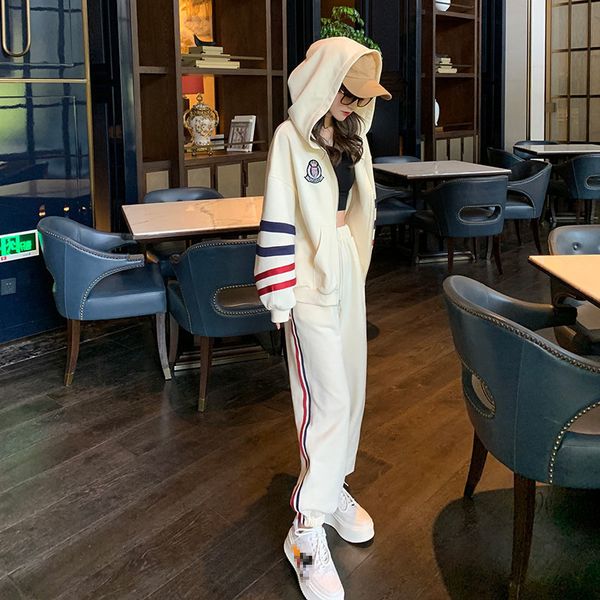 2021 new sports women autumn and winter korean striped hooded white jacket loose casual pants two-piece suit n3cy
2021 new sports women autumn and winter korean striped hooded white jacket loose casual pants two-piece suit n3cy