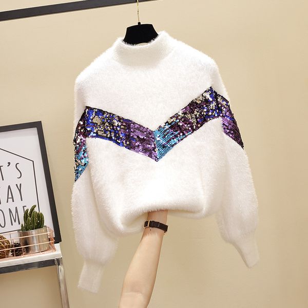 women's fashions nightgown 2021 autumn and winter new mink vison sequin wool loose outside wear small, fresh sweater hz3a, White;black
women's fashions nightgown 2021 autumn and winter new mink vison sequin wool loose outside wear small, fresh sweater hz3a, White;black