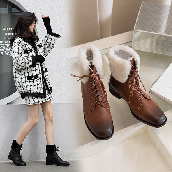 genuine leather women 2021 winter fur warm snow boots ladies warm wool booties ankle boot comfortable shoes lace-up women boots, Black
genuine leather women 2021 winter fur warm snow boots ladies warm wool booties ankle boot comfortable shoes lace-up women boots, Black