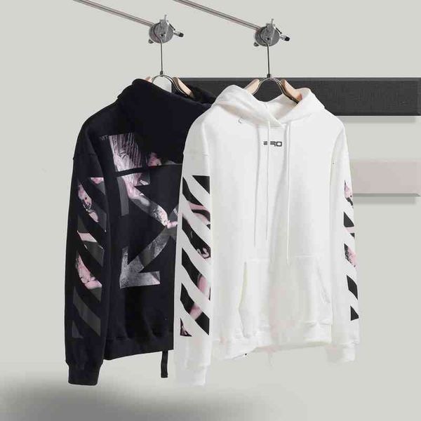winter new fall 2021 / off baroque angel men's and women's hooded jacket, Black