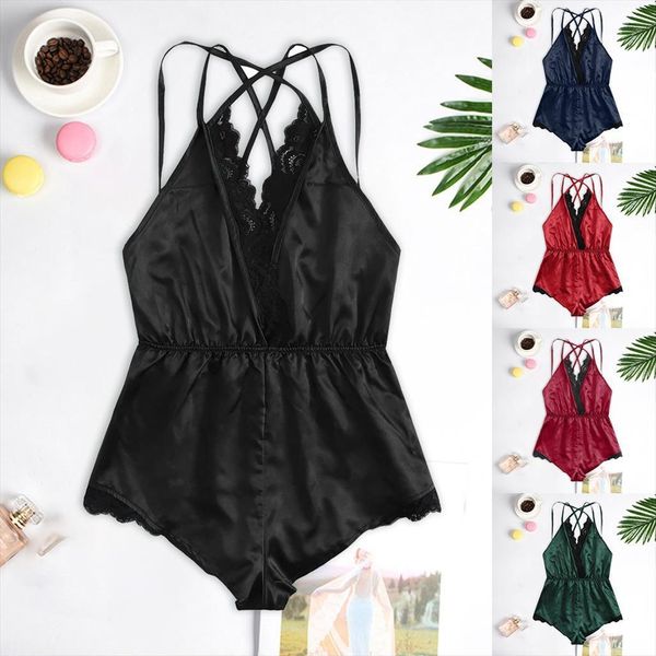 pajamas lingerie pijama mujer pyjama women sleepwear bodysuit jumpsuit lace satin silk underwear, Black;red
pajamas lingerie pijama mujer pyjama women sleepwear bodysuit jumpsuit lace satin silk underwear, Black;red