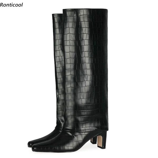 boots ronticool women winter italian style knee stone pattern block heel square toe catwalk shoes plus us size 5-13, Black
boots ronticool women winter italian style knee stone pattern block heel square toe catwalk shoes plus us size 5-13, Black