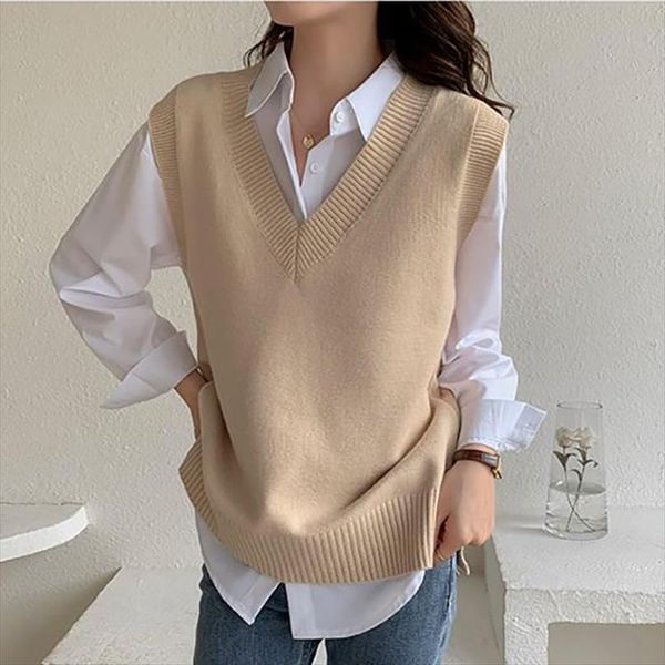 solid v neck sleeveless vest womens sweaters shirt two piece suit korean style teens loose knitwear autumn winter slim, White;black
solid v neck sleeveless vest womens sweaters shirt two piece suit korean style teens loose knitwear autumn winter slim, White;black