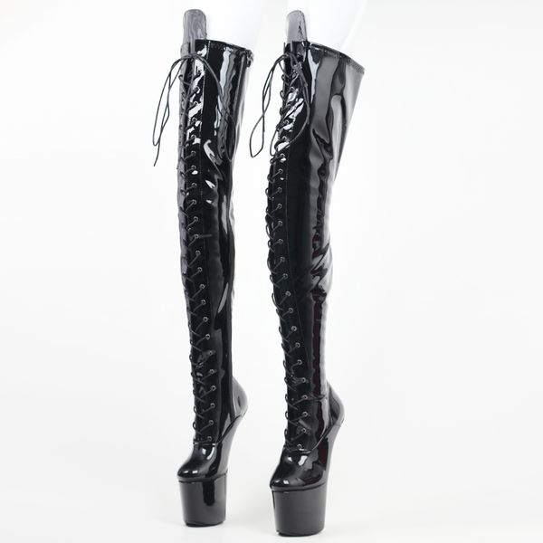 20cm high heel fetish heelless gothic lace-up platform hoof ballet patent boots eu36-46, Black;white
20cm high heel fetish heelless gothic lace-up platform hoof ballet patent boots eu36-46, Black;white