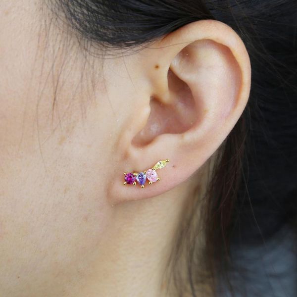 stud 100% 925 sterling silver rainbow zircon cz paved cute fancy earring round piercing climber european wedding jewelry, Golden;silver
stud 100% 925 sterling silver rainbow zircon cz paved cute fancy earring round piercing climber european wedding jewelry, Golden;silver