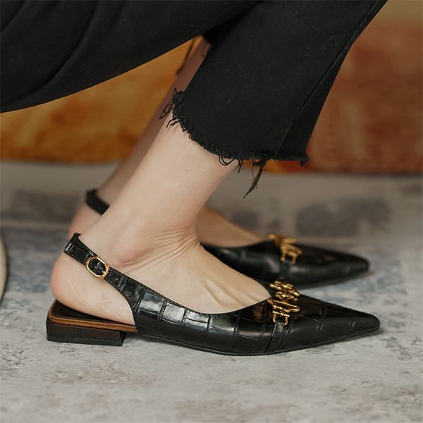 dress shoes meotina slingbacks woman natural genuine leather pointed toe flats buckle metal decoration female footwear wine red qj, Black
dress shoes meotina slingbacks woman natural genuine leather pointed toe flats buckle metal decoration female footwear wine red qj, Black