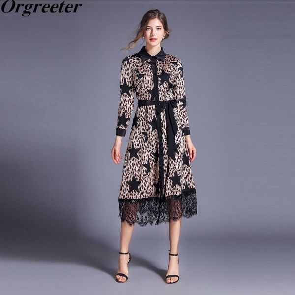 european fashion five-pointed printted leopard dresses women lace trim hem sashes bow vintage black long shirt 210525, Black;gray
european fashion five-pointed printted leopard dresses women lace trim hem sashes bow vintage black long shirt 210525, Black;gray
