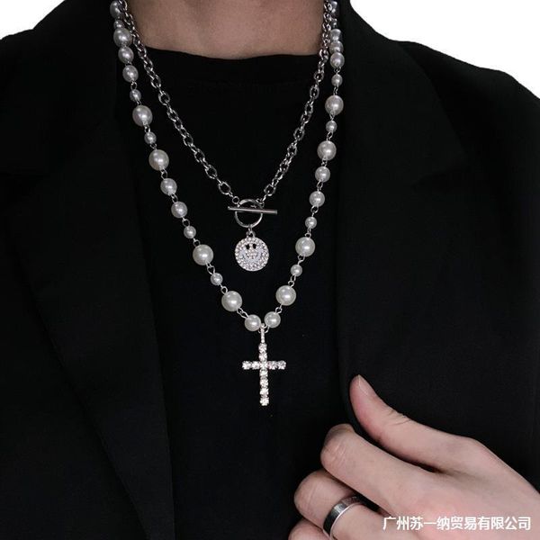 fashion design necklace pendant luxury jewelry pearl men's ins hip hop light luxury minority diamond inlaid cross women's cold win, Silver
fashion design necklace pendant luxury jewelry pearl men's ins hip hop light luxury minority diamond inlaid cross women's cold win, Silver