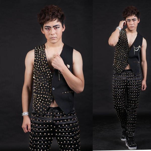 men's vests xs-5xl big yards clothing 2021 nightclub bar male singer costumes golden rivet suit small vest the singer's, Black;white
men's vests xs-5xl big yards clothing 2021 nightclub bar male singer costumes golden rivet suit small vest the singer's, Black;white
