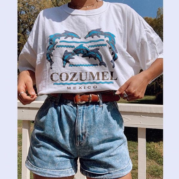 women's t-shirt cozumel dolphins printed american vintage graphic tees white cotton short sleeve summer loose aesthetic mexico tshirt
women's t-shirt cozumel dolphins printed american vintage graphic tees white cotton short sleeve summer loose aesthetic mexico tshirt